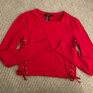 Red long sleeve crop top
